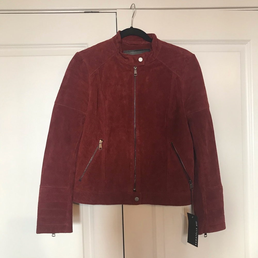 Bagatelle Red/Orange Colored Suede Moto Jacket